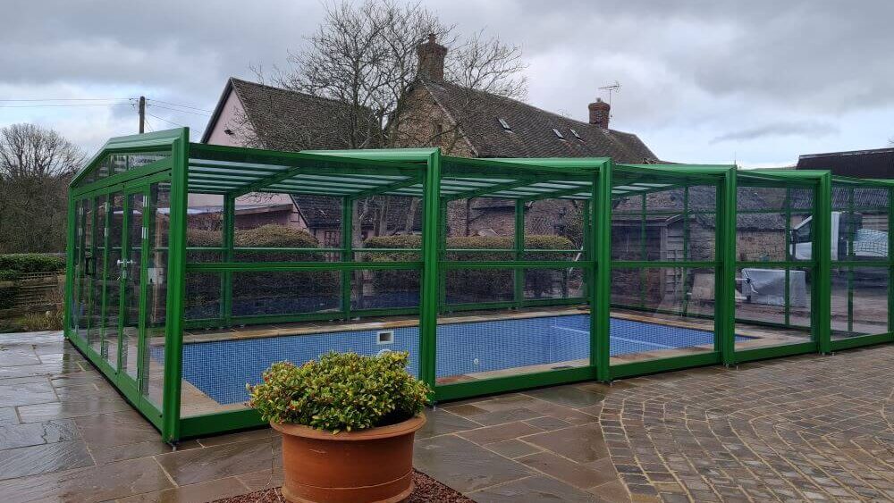 bespoke sliding pool enclosure installation