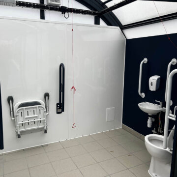 commercial school pool enclosure - disabled bathroom