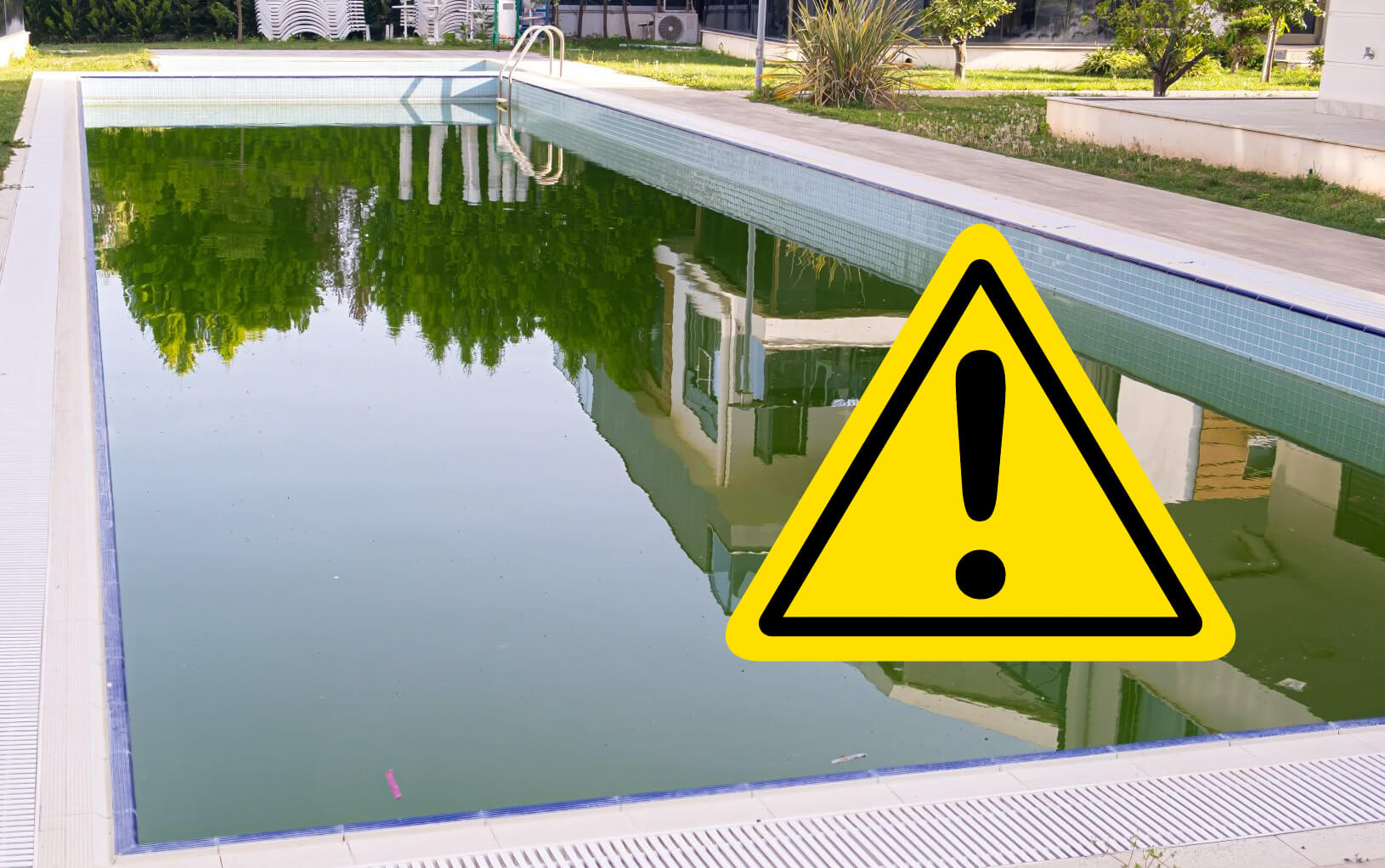 a contaminated swimming pool without a pool cover